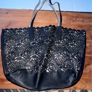 Black Lattice Tote Bag Beach Shopping Gym Bag